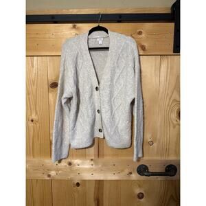 Auden Neutral Beige Knit Button Down Cardigan Sweater Cozy Cottage Women’s L
